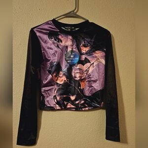 Dolls Kill X DC  Women's Black and Purple Shirt Batman/ Catwoman